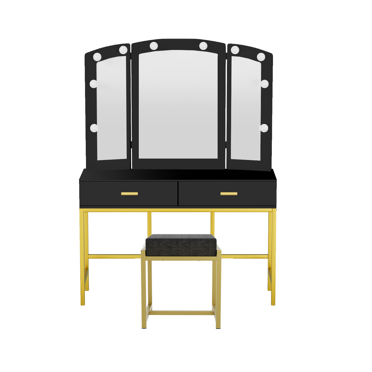 Semiocthome Modern White Vanity Tables Set for Bedroom with LED Lights
