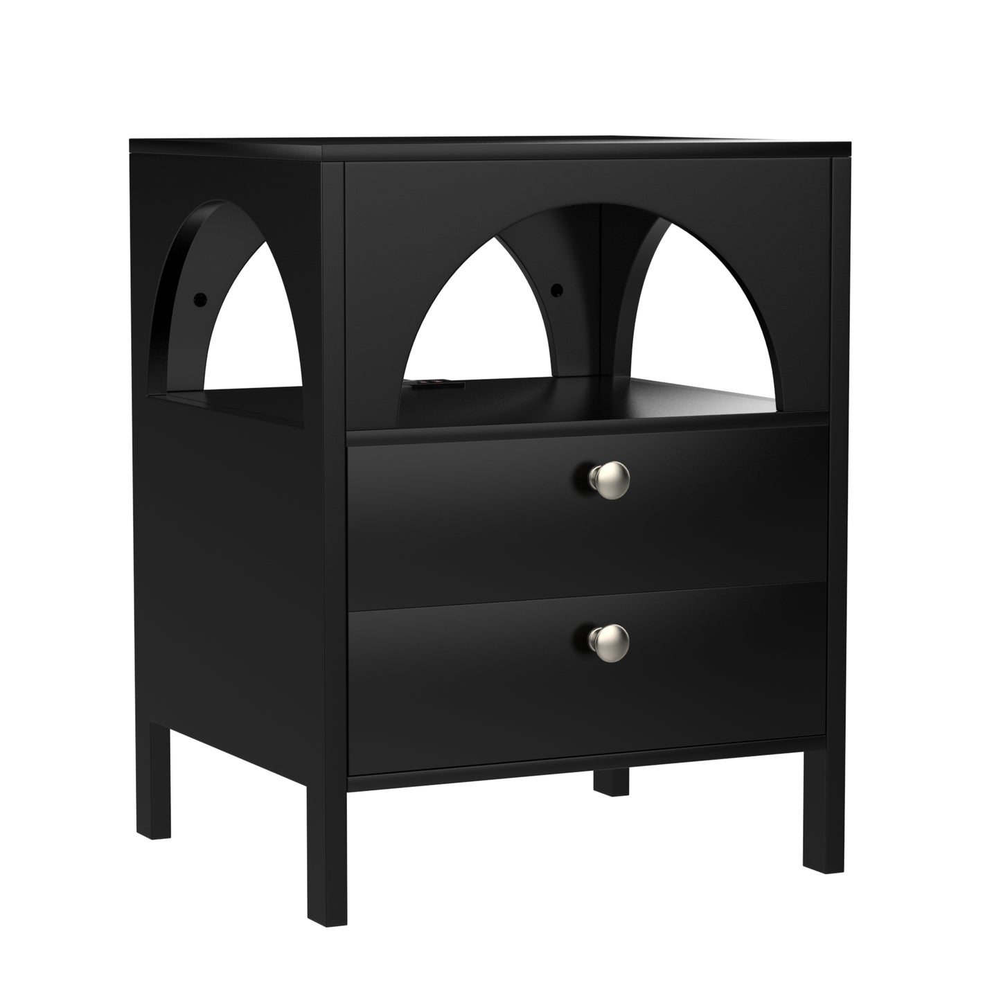 Modern End Tables with USB Ports and Outlets LED Lights Nightstand with Charging Station