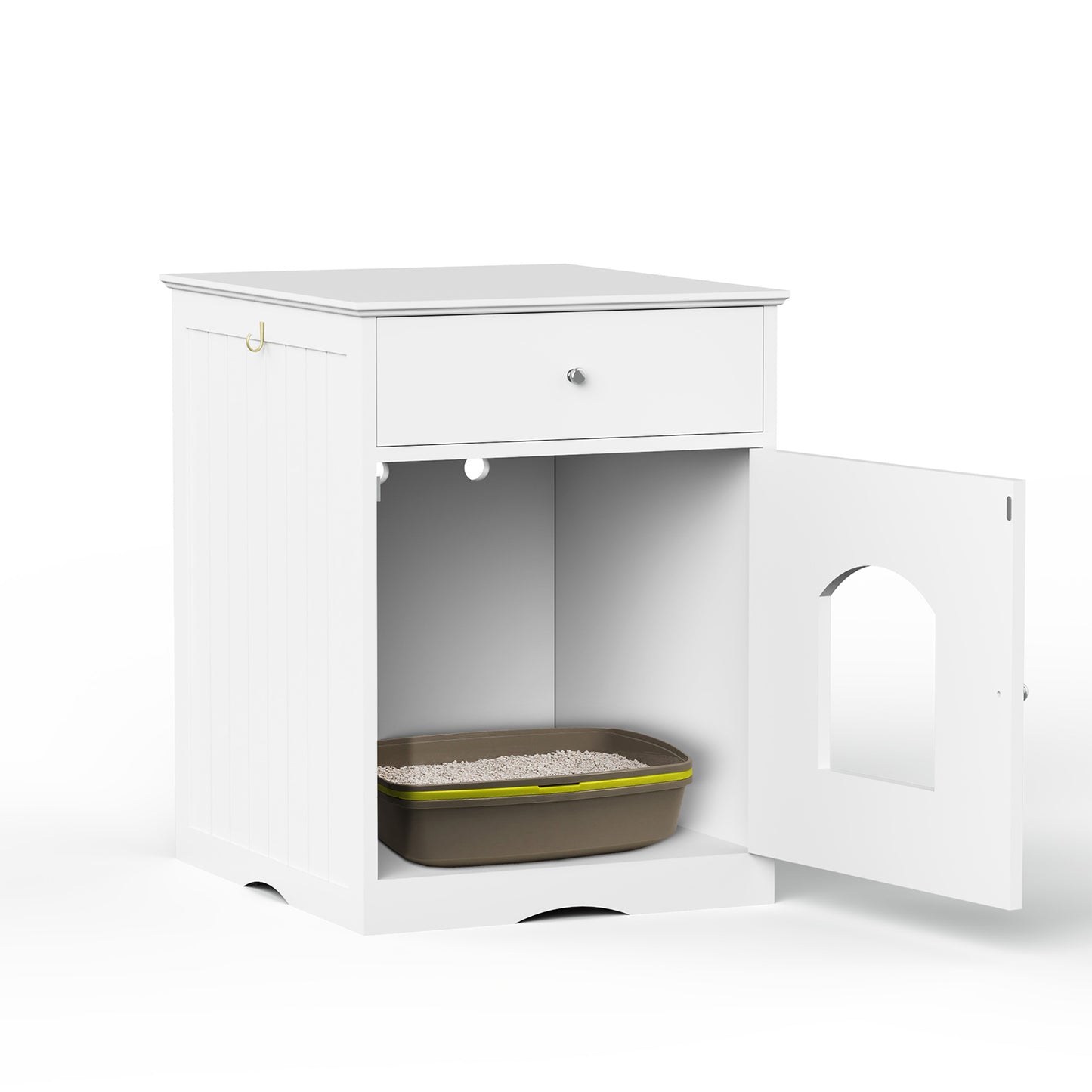 Algherohein Wooden Multi-Function Pet Cat House, Cat Condo Nightstand with Drawer,Vibrant Life
