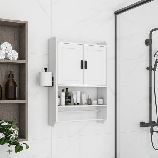 Semiocthome Bathroom Medicine Cabinet Over the Toilet Storage Cabinet with Towel Bar and Paper Holder