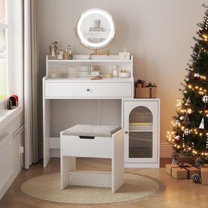 Semiocthome Makeup Vanity with 360° Rotatable Mirror and 3 Adjustable Lights