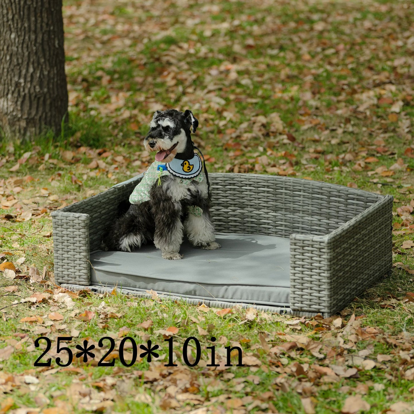 Smart FENDEE Rattan Dog Bed Pet Enclosures with Cushion for Patio, Waterproof