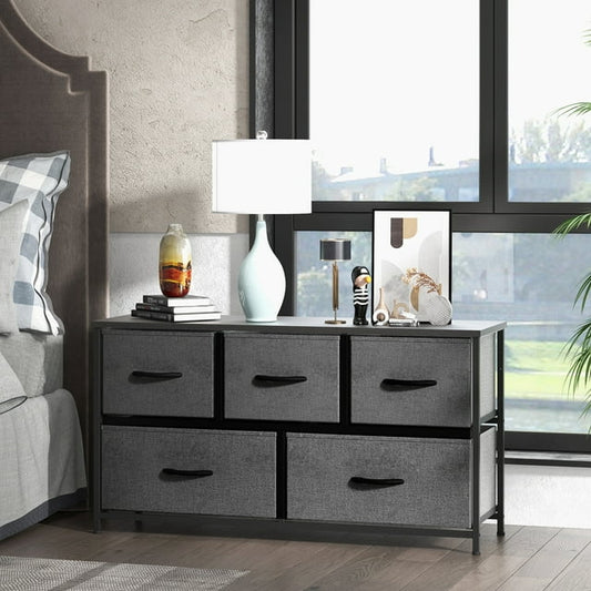 Smart FENDEE Drawers Fabric Dresser Cabinet Storage Organizers and Wood Top , Bedroom, Adult