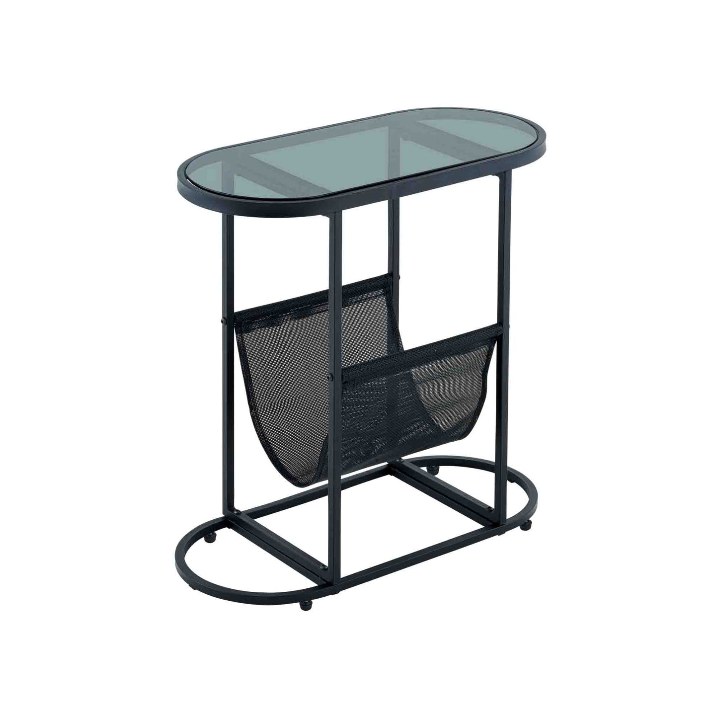 Smart FENDEE Oval Small Side Table with Magazines Organizer Storage Space for Bedroom