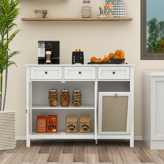 Algherohein Wood Kitchen Trash Can Storage Cabinet,Dining Room Sideboards and Buffets Recycling Bin