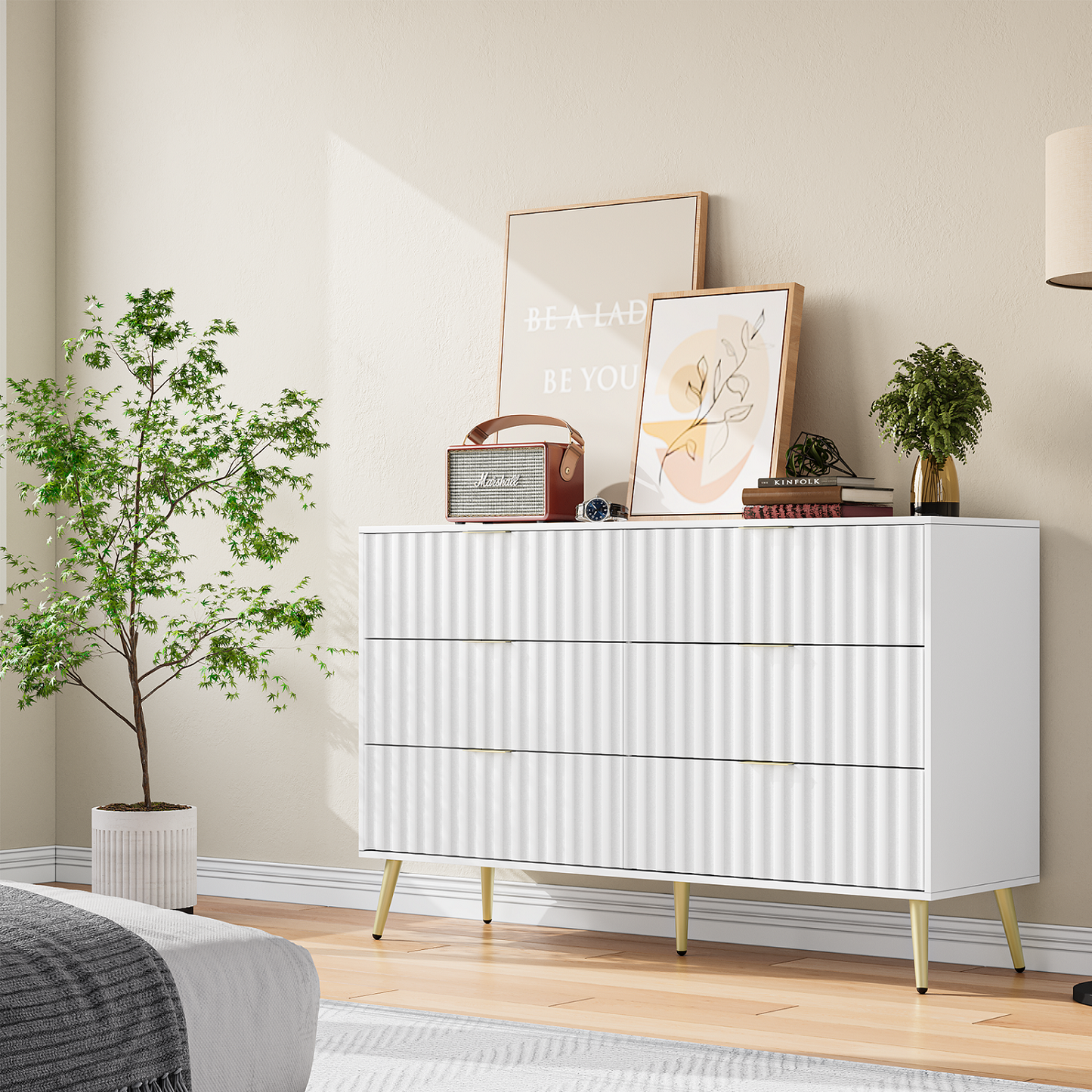 Algherohein Dresser for Bedroom,Modern Chest of 6 Drawers Dressers