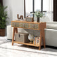 Algherohein Farmhouse Console Table with 3 Drawer and Shelf,Storage Entryway Table,Brown