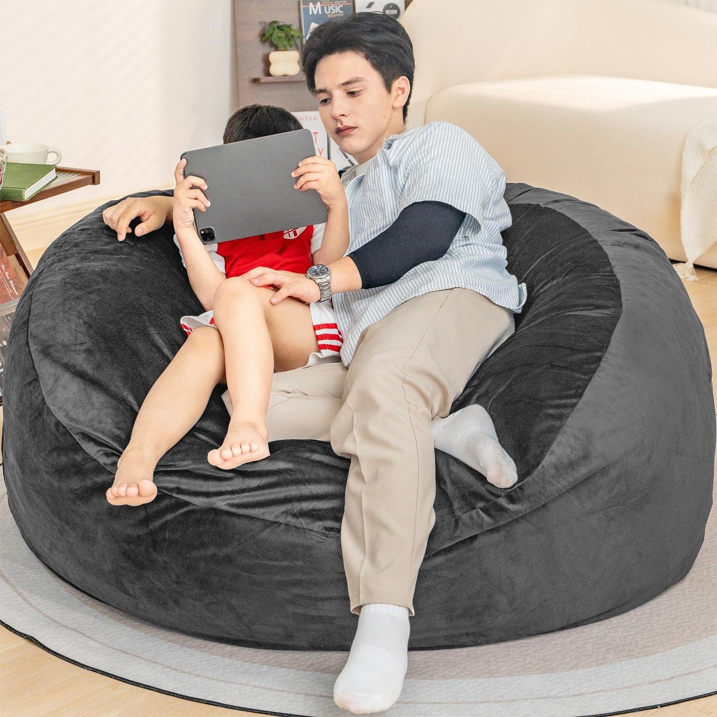 Algherohein Bean Bag Chair for Adults,Comfy Chair with Memory Foam Furniture