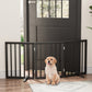 Algherohein Dog Gate for Inside,Bamboo Freestanding Pet Gate for Doorways