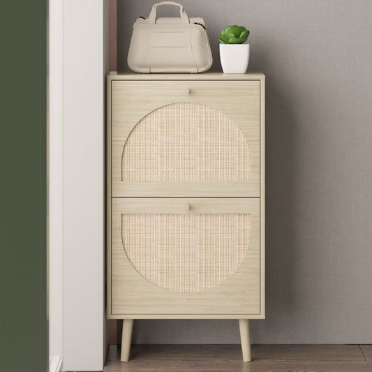 Algherohein Rattan Shoe Storage Cabinet, Shoe Rack Cabinet for Entryway,Natural