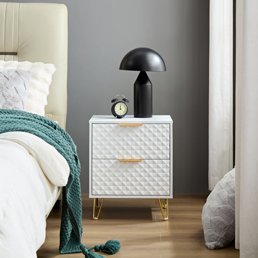 Semiocthome Nightstand with 2 Drawers and Metal Legs Bedside Table for Bedroom