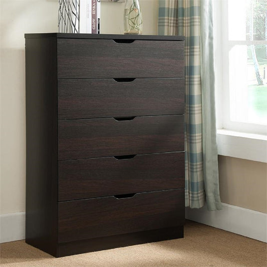 Smuxee Modern 5 Drawer Dressers for Bedroom, Wood Storage Chest of Drawers