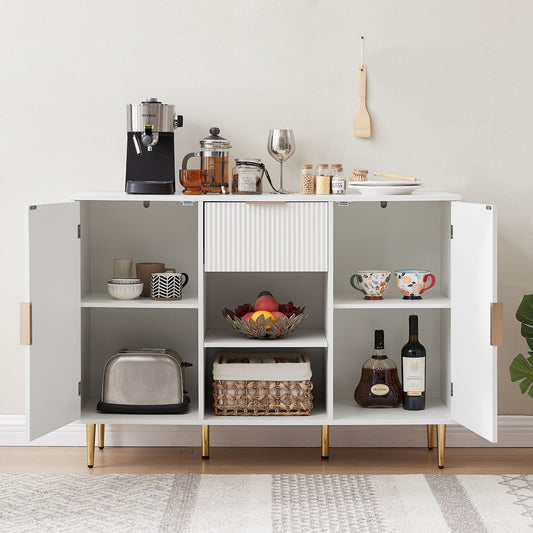 Algherohein Sideboard Cabinet with Doors and Drawer,Buffet Cabinet with Storage,White