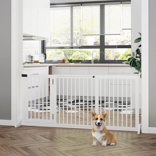 Smart FENDEE Extra Wide Freestanding Dog Gate Wood Pet Gate,Indoor, 72" W x 27.25" H