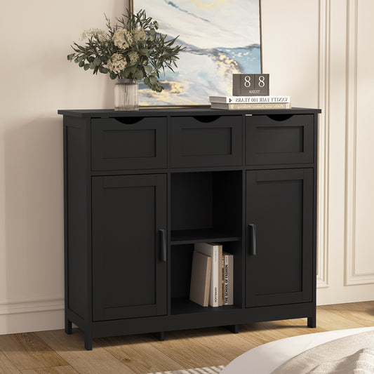 Smuxee Modern Storage Cabinets with 3 Drawer and Shelves,Living Room Kitchen Buffet Cabinet
