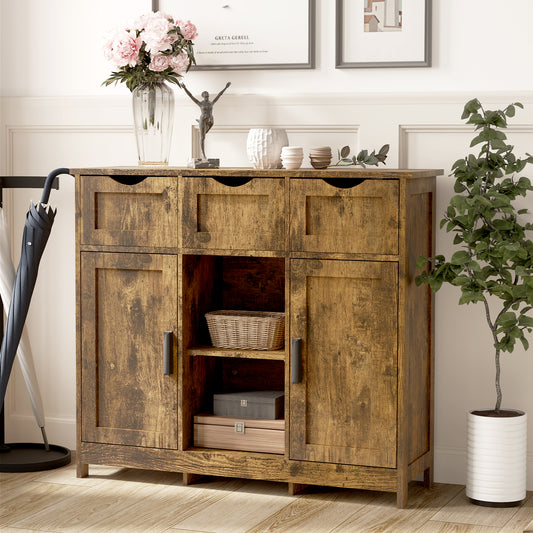 Semiocthome Farmhouse Storage Cabinets with 3 Drawers and Shelves for Living Room