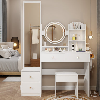Smart FENDEE Modern Vanity Table Cushioned Stool Set