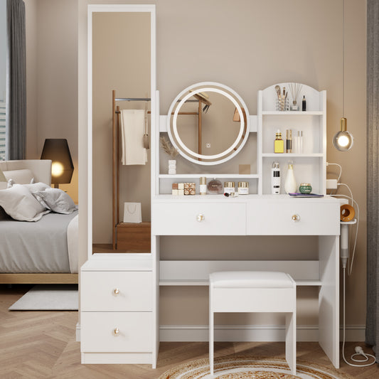 Smart FENDEE Modern Vanity Table Cushioned Stool Set