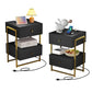 Semiocthome Nightstand Set of 2 with Charging Station and 2 Drawer,Bedside Table for Bedroom