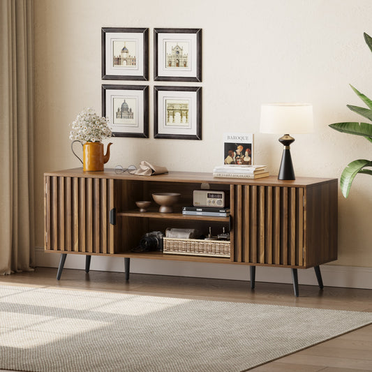 Algherohein Walnut TV Stands,Storage Cabinet and Shelf TV Console
