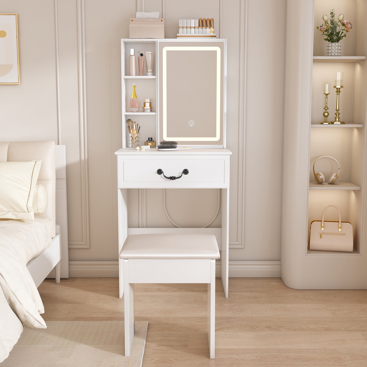 Smart FENDEE Makeup Vanity Desk with Mirror Lights