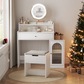 Smuxee White Vanity Set with Mirror and Lights,Makeup Vanity with Drawer and Glass Cabinet