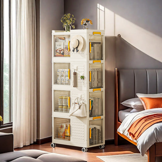 Algherohein Storage Bookcase with Wheels,Living Room or Kitchen Cart Cabinets
