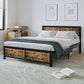 Algherohein Metal Bed Frame with Headboard Wood,No Box Spring Needed