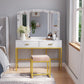 Semiocthome Vanity Table with 10 Led Lights, Makeup Desk with Lighted Mirror