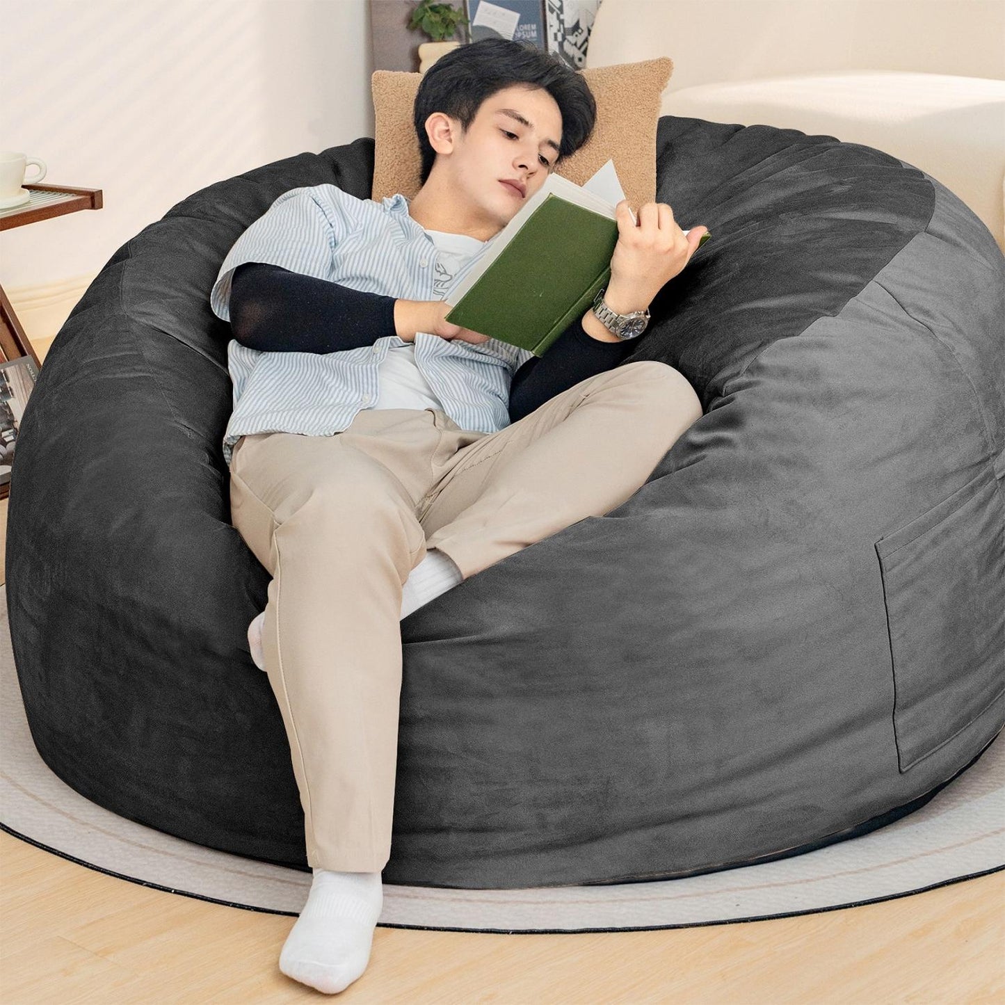 Algherohein Bean Bag Chair for Adults,Comfy Chair with Memory Foam Furniture