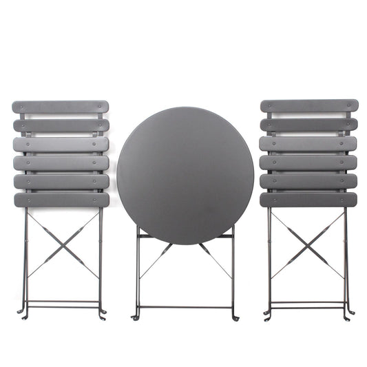 Algherohein Patio Metal Foldable 2-Seat Chairs and Table Set,Outdoor Garden Furniture Sets,Black