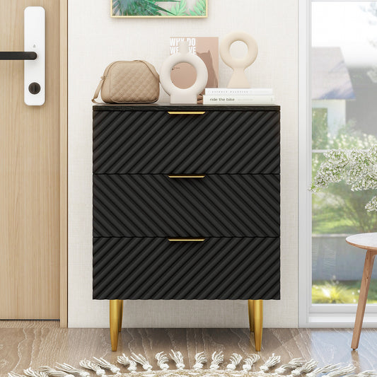 Smart FENDEE Modern 3 Drawer Dresser with Metal Legs for Bedroom