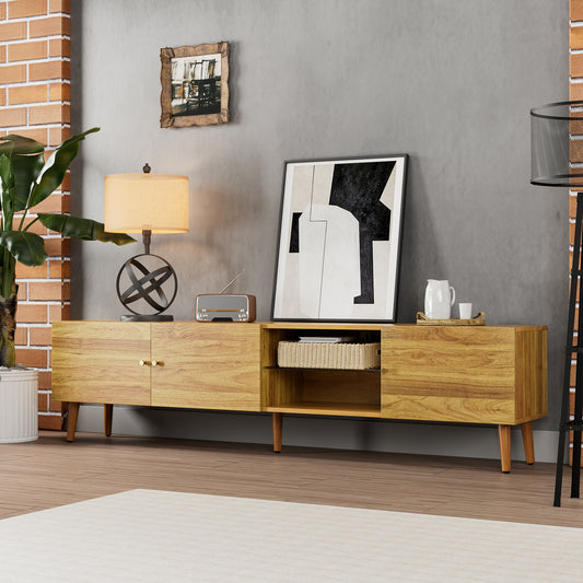 Semiocthome 70" TV Stand with Storage Mid Century Entertainment Center for Living Room, Natural