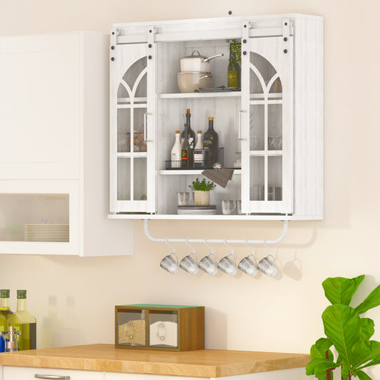 Smart FENDEE Rustic Medicine Cabinet with 2 Sliding Door and 6 Shelves for Kitchen, Bathroom