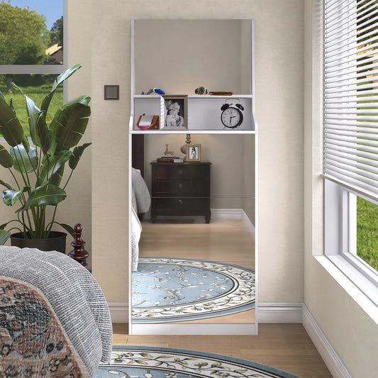 Algherohein Shoe Storage Cabinet with Mirrors,3 Srawers Shoe Rack for Entryway,White