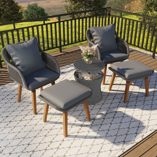 Algherohein Rattan 2-Seat Patio Furniture Set with Rocking Chairs,3 Piece Outdoor Patio Set