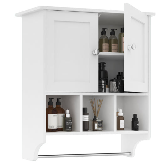 Smuxee Bathroom Storage Cabinet Organizer with Adjustable Shelf and Towel Bar