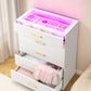 Semiocthome 5 Drawer Dresser with Glass Top and RGB Light Storage Cabinet for Jewelry Display