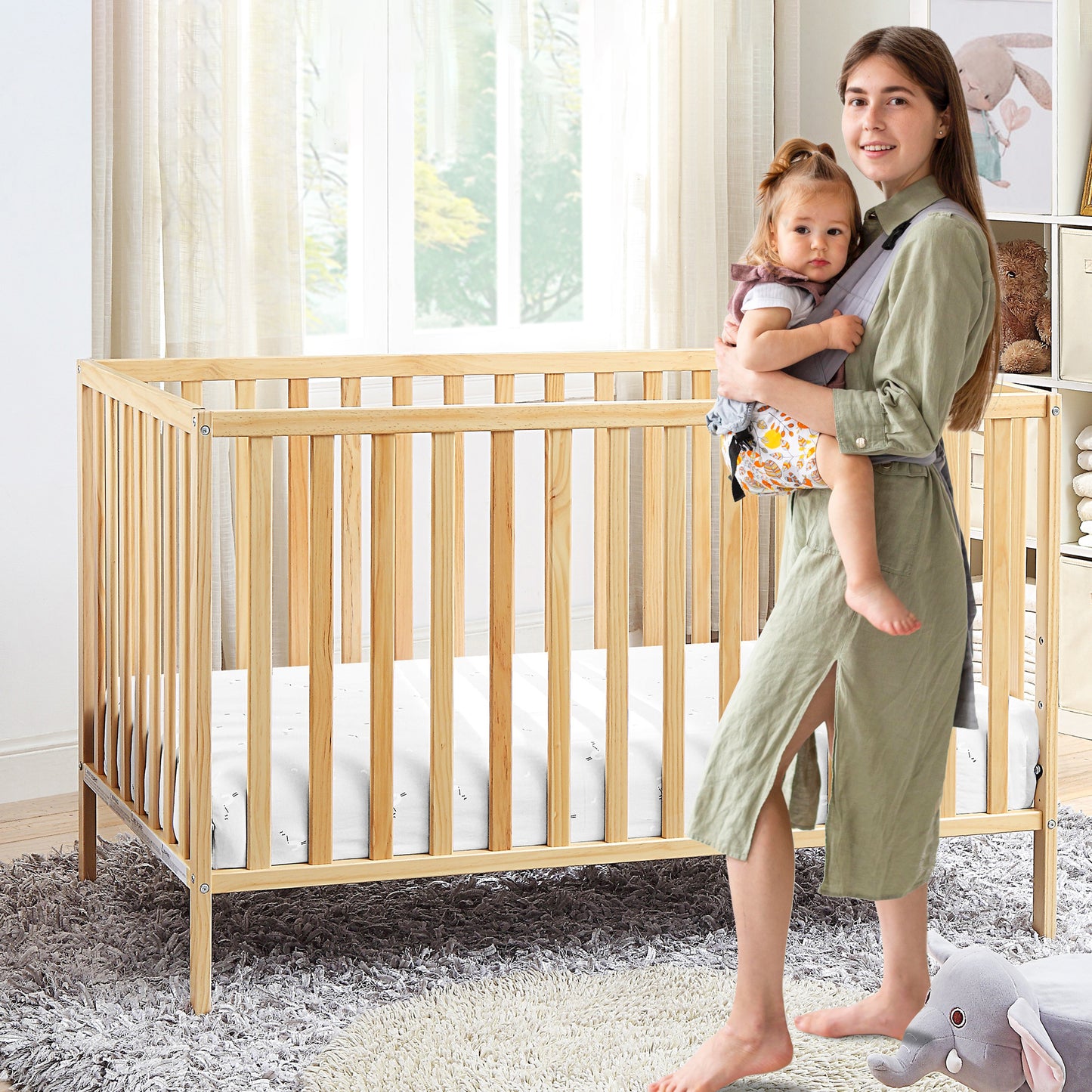 Palmer 3-in-1 Convertible Island Crib Natural