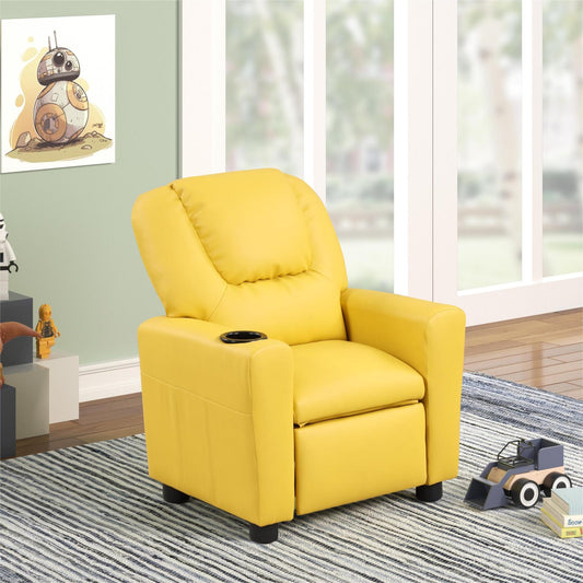 Smuxee Leather Kids Recliner with Cup Holder,Kids Toddler Game Chairs Sofa for Boys or Girls