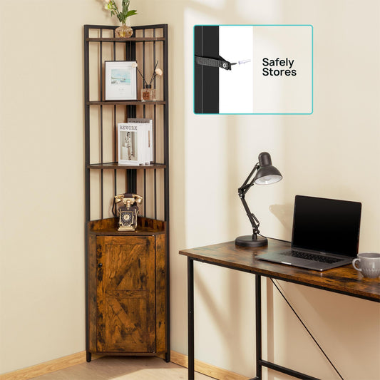 Smuxee Retro Corner Shelf,Storage Place with Door