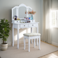 Smuxee Kids Vanity Set with Mirror,Makeup Table and Vanity Stool,Girls Bedroom Furniture