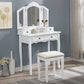 Smuxee Kids Vanity Set with Mirror,Makeup Table and Vanity Stool,Girls Bedroom Furniture