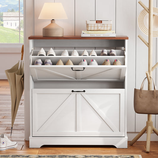 Smart FENDEE Shoe Cabinet with 2 Flip Drawers,80CM