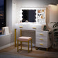 Smuxee Modern Dressing Table Set with 10 LED Lights and Mirror ,Black