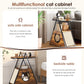 Algherohein Wood Side Table Cat House Box with Cat Scratcher,Home Storage Pet Condo Furniture,Brown