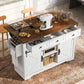 Algherohein Kitchen Island Cart with 2 Sliding Door and 3 Drawer,Storage Microwave Cart