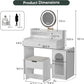Semiocthome Makeup Vanity with 360° Rotatable Mirror and 3 Adjustable Lights
