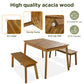 Algherohein Wood 3 Pieces Patio Table and Chairs,Outdoor Picnic Dining Set with 2 Benches