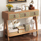 Algherohein Farmhouse Console Table with 3 Drawer and Shelf,Storage Entryway Table,Brown